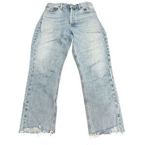 AGOLDE REVOLVE Riley High Rise Straight Crop Jeans Frayed Hem Button Fly Pants D